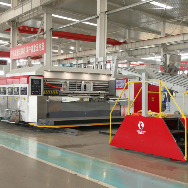 HX Series fully vacuum transfer fully computerized down printing top folding gluing with auto bundle machine 2